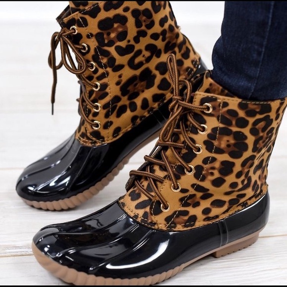 Duck Boots Leopard Print New Rain Boots - Picture 4 of 4